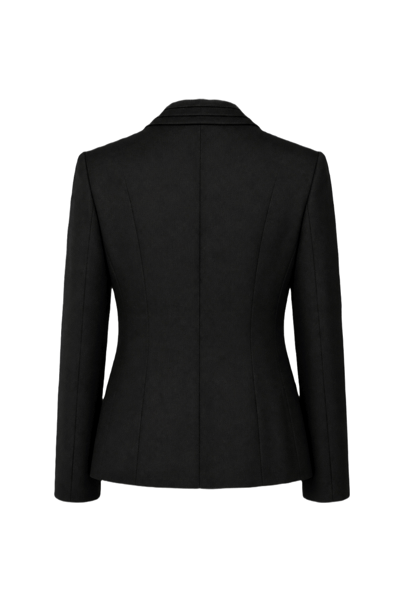 1970s Black Wool Blend Blazer - Back View