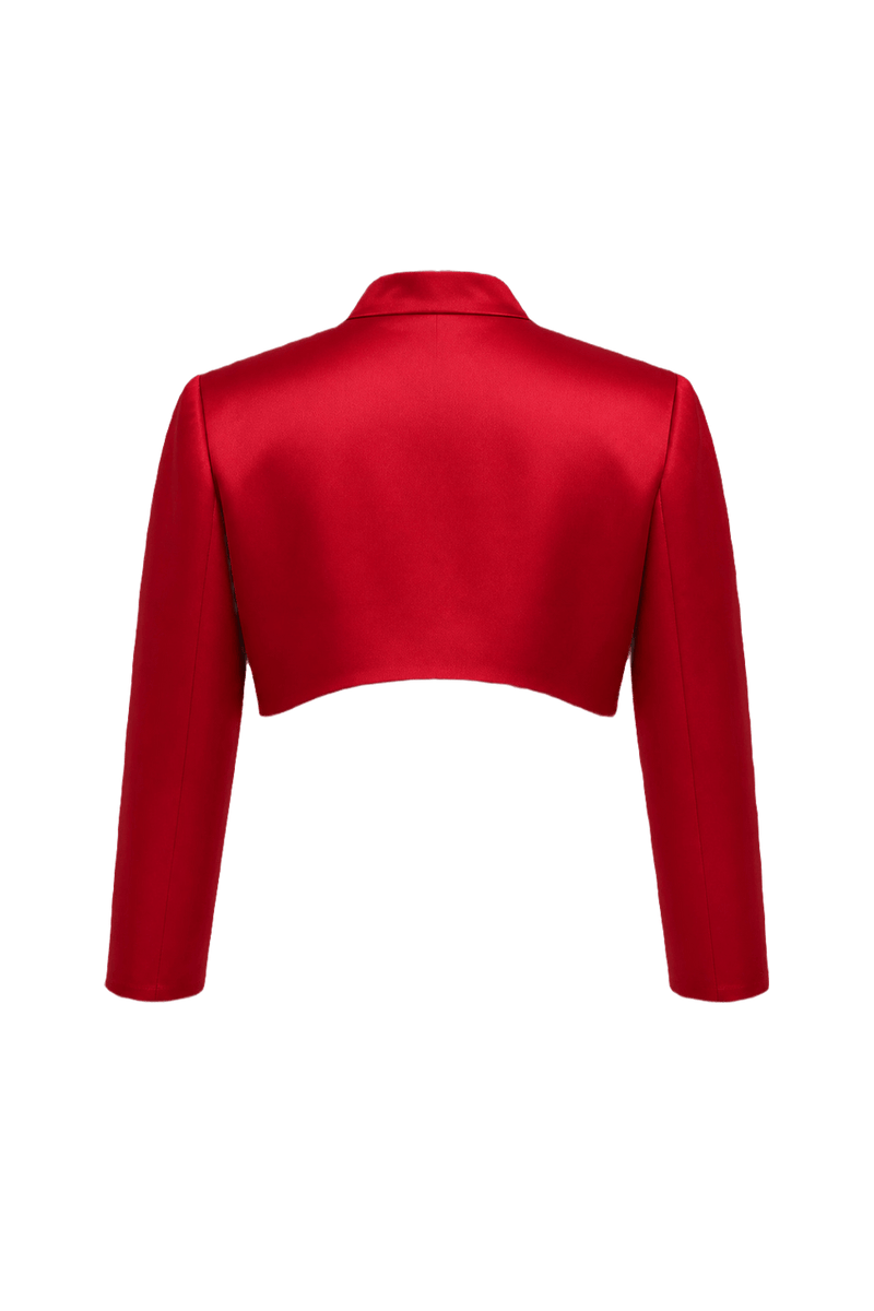 1980s Bright Red Polyester Jacket - Back View