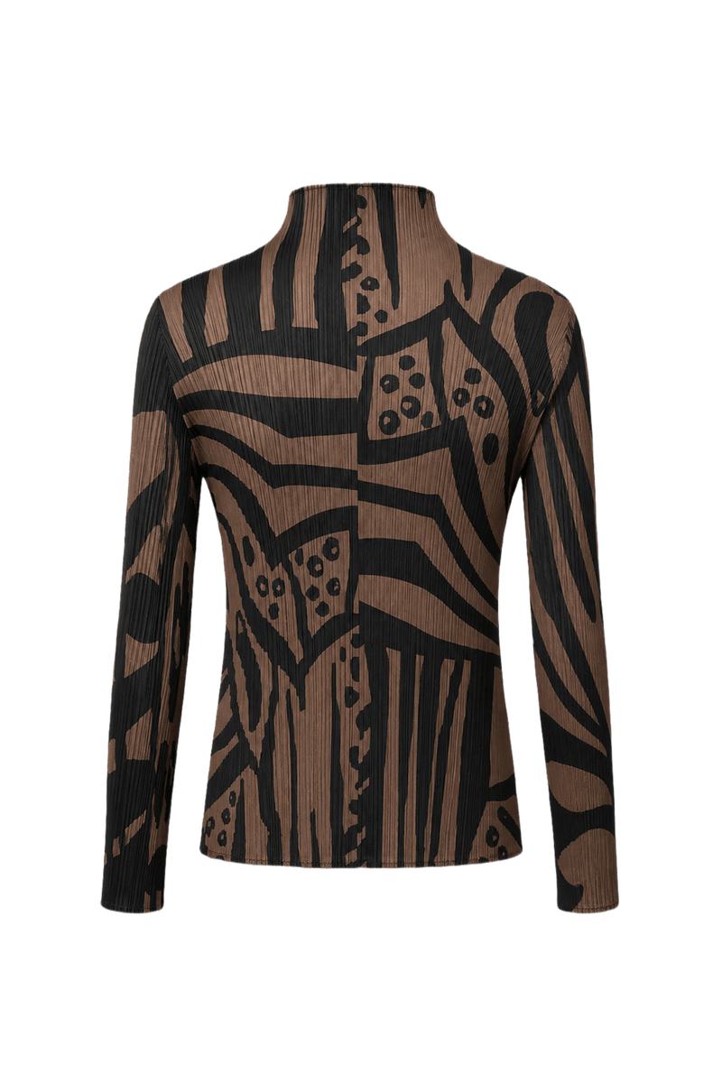 1990s Brown Polyester Blouse - Back View