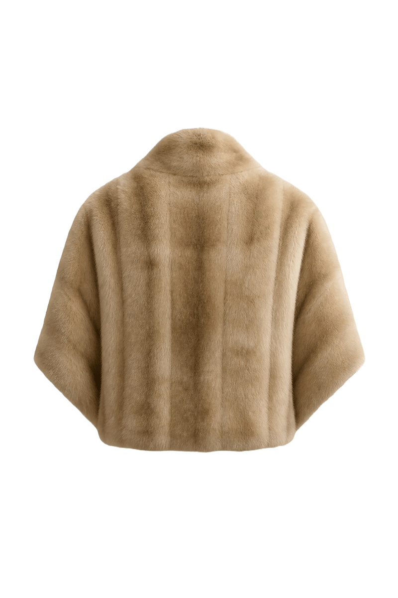 1980s Cream White Fur Stole - Back View