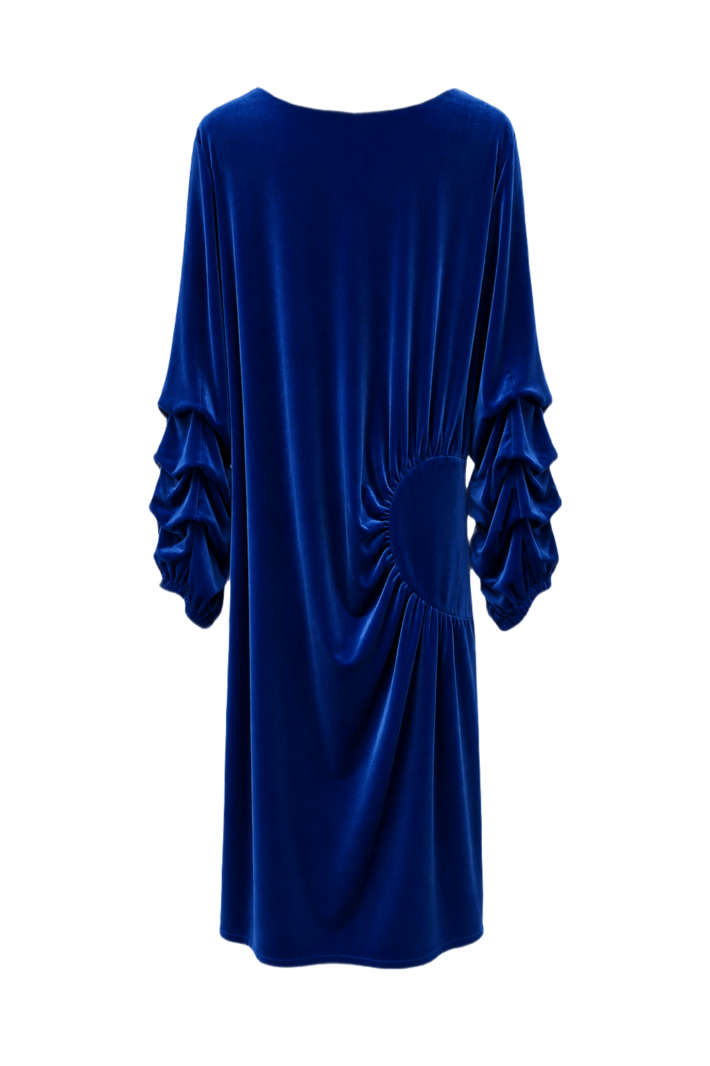 1980s Royal Blue Velvet Dress - Back View