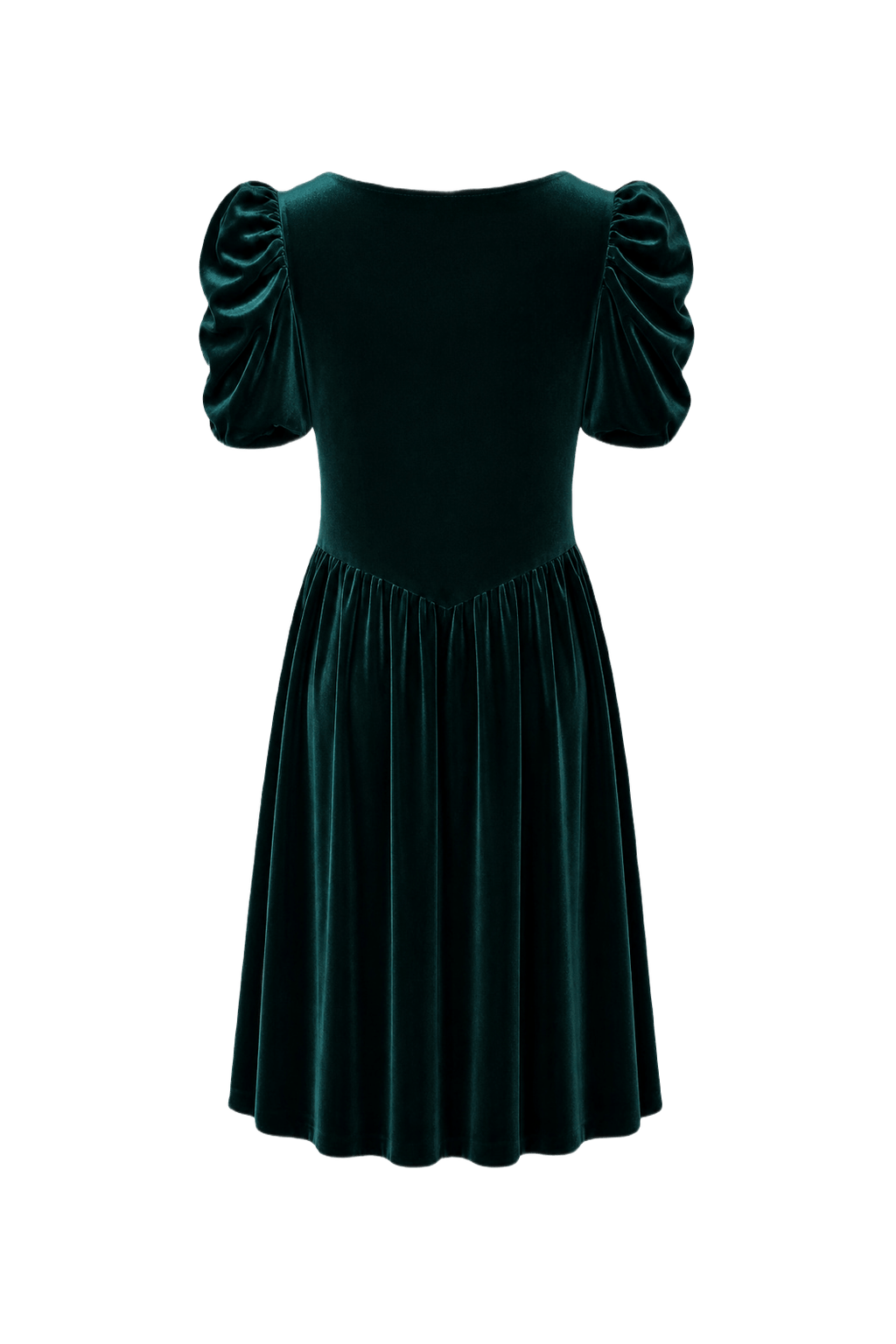 1990s Dark Emerald Green Velvet Dress - Back View