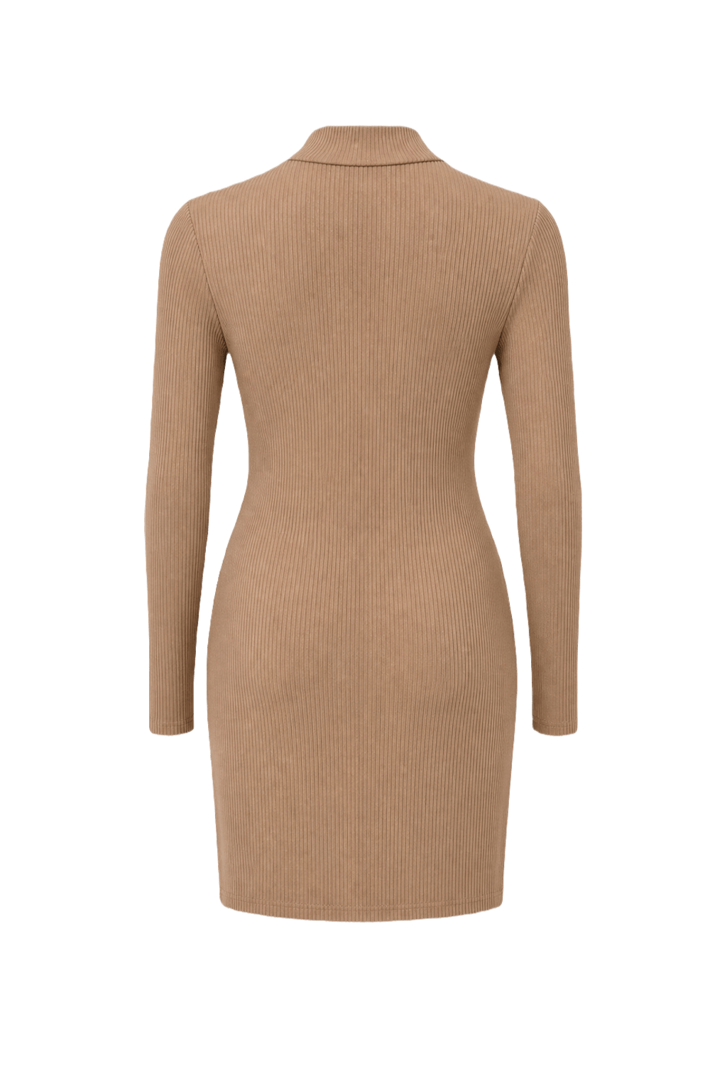 1990s Taupe Wool Blend Dress - Back View