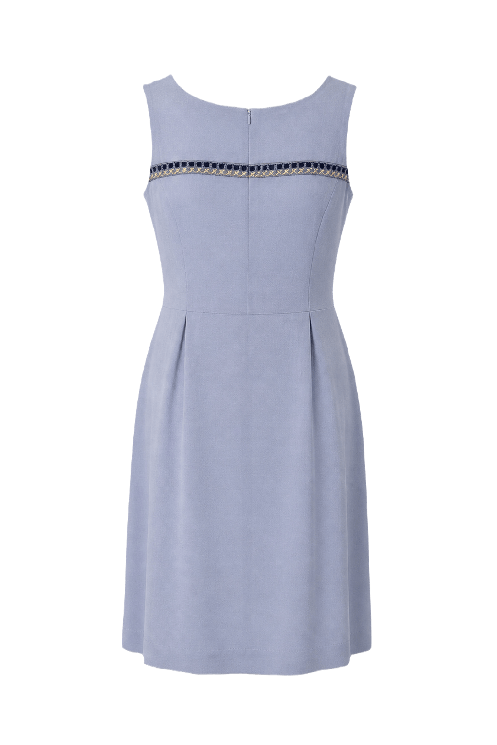 1950s Light Blue Polyester Shift Dress - Back View
