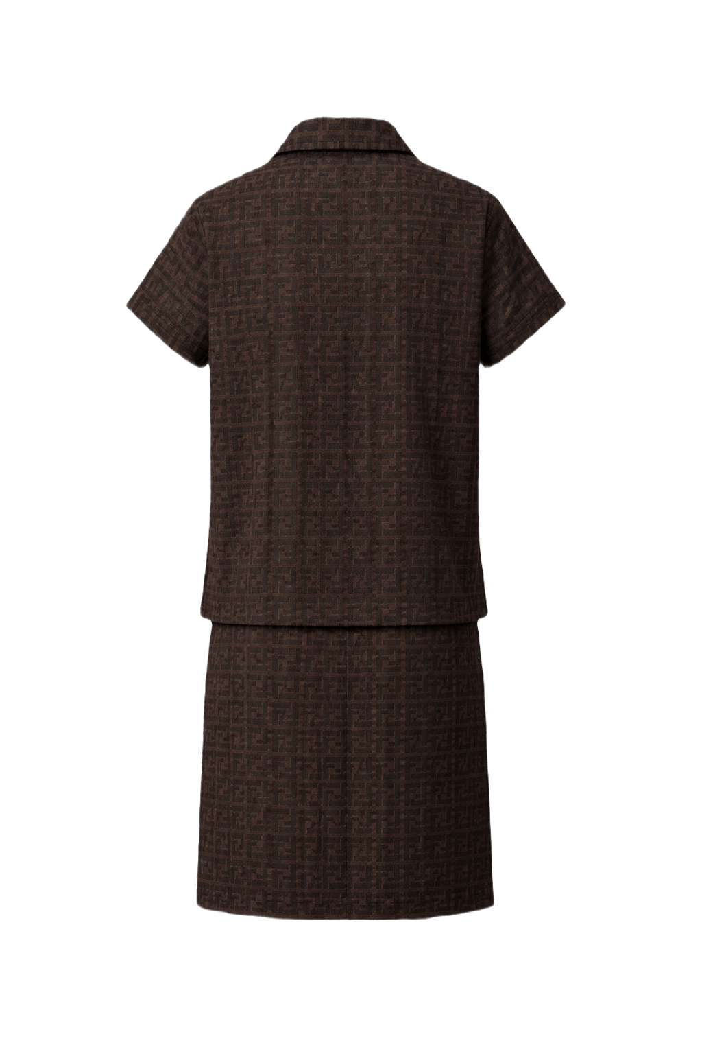 1990s Brown Cotton Blend Blouse and Skirt Set - Back View