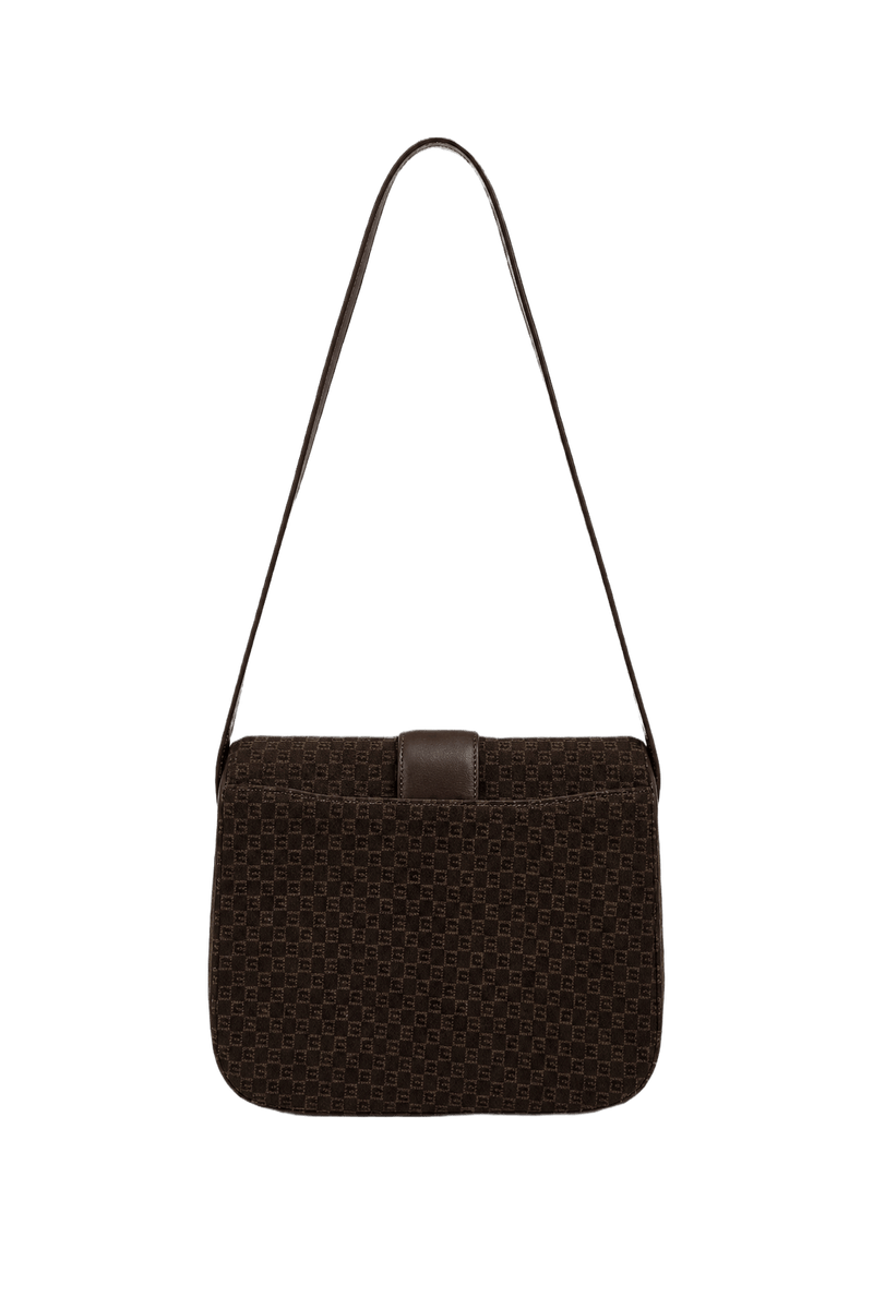 1980s Dark Brown Suede Bag - Back View