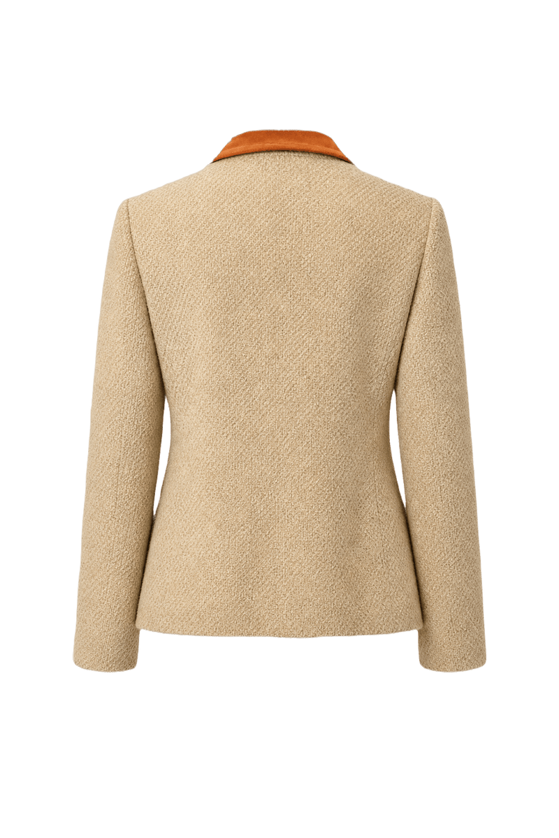1990s Cream Wool Blend Blazer - Back View