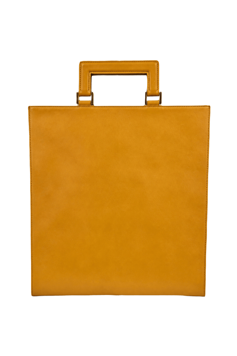 1990s Mustard Yellow Leather Bag - Back View