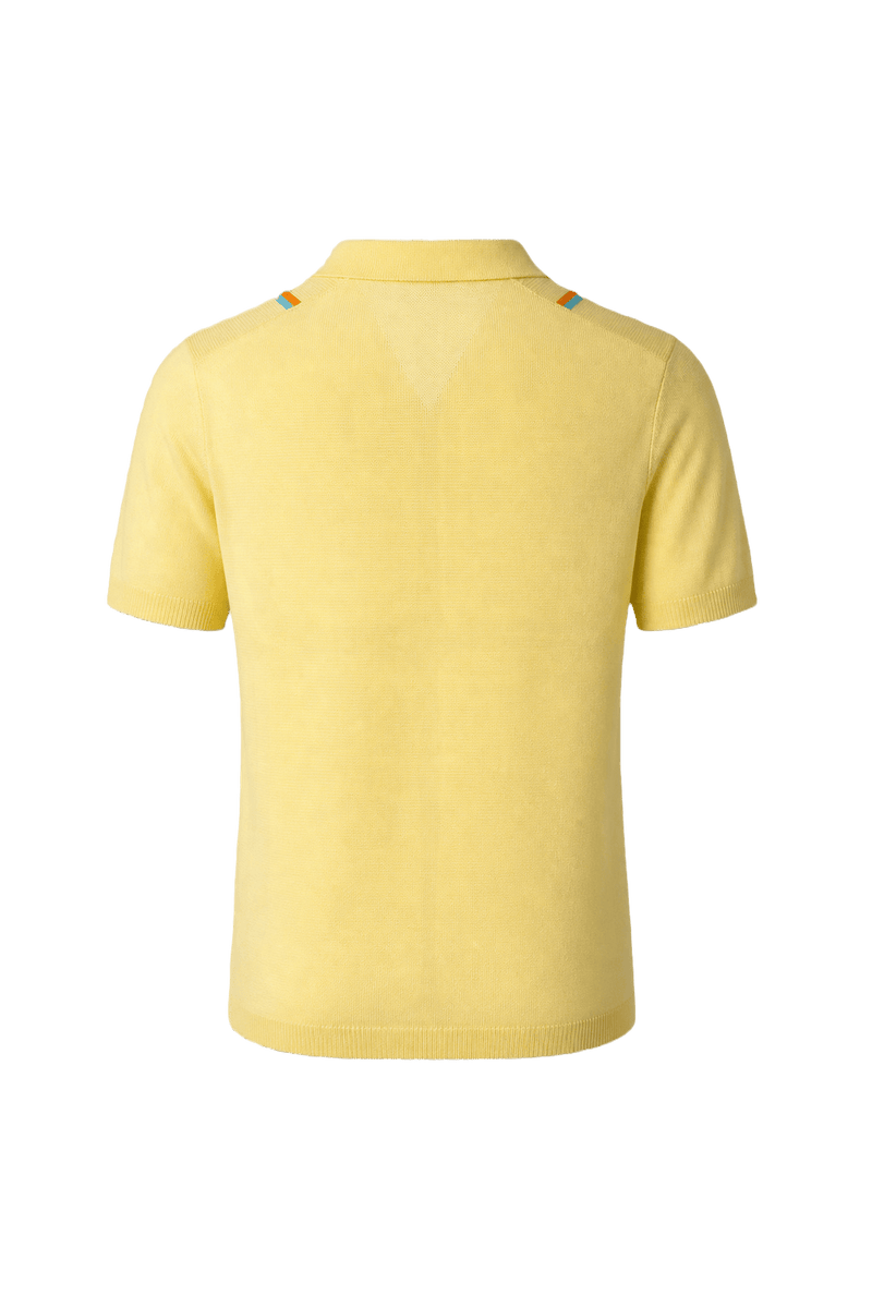 1970s Light Yellow Cotton Blend Polo - Back View