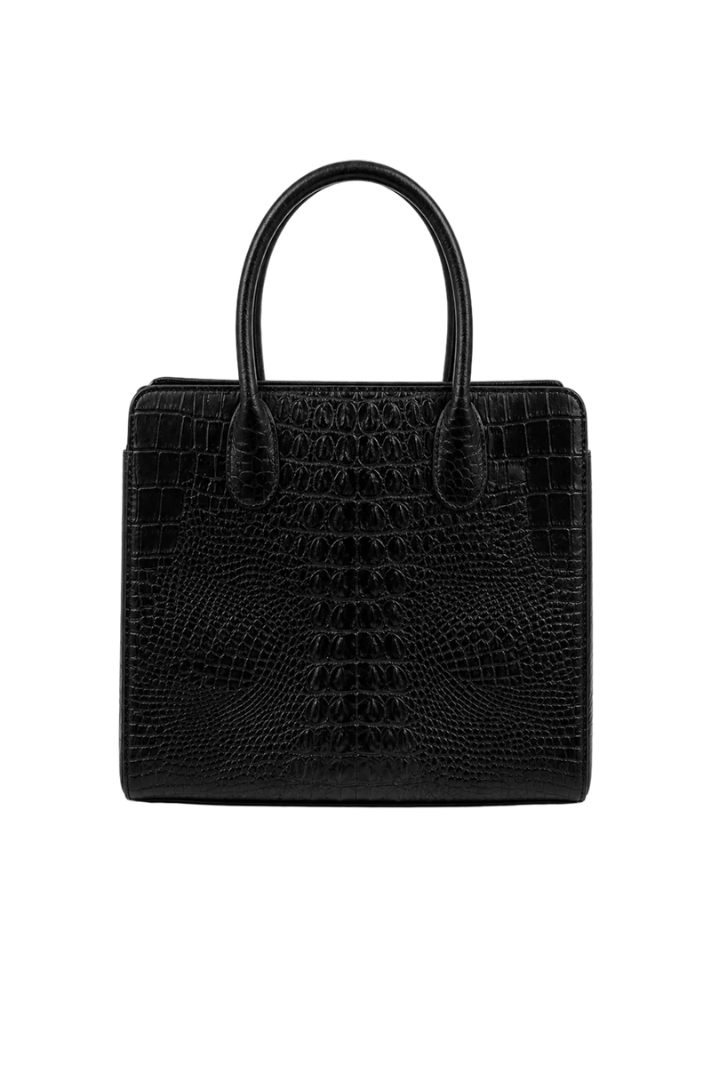 1980s Black Leather Handbag - Back View