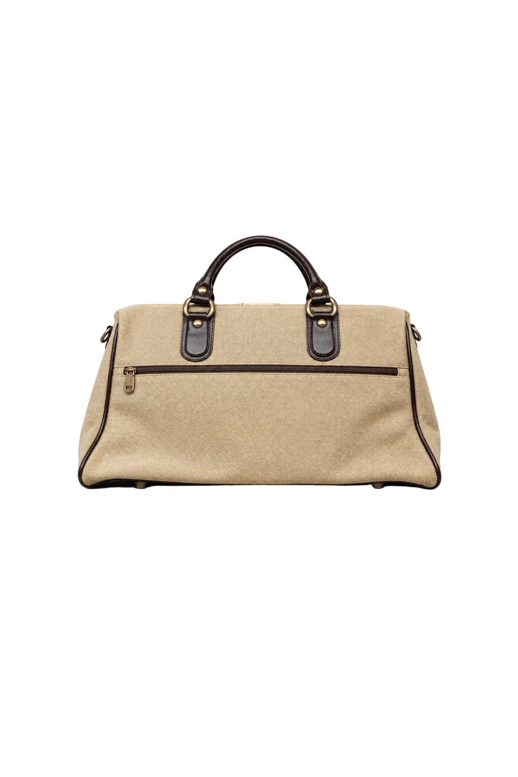 1980s Beige Canvas Bag - Back View