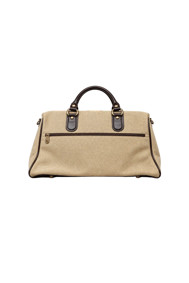 1980s Beige Canvas Bag - Back View