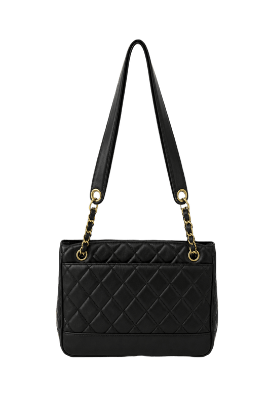 1990s Black Leather Handbag - Back View
