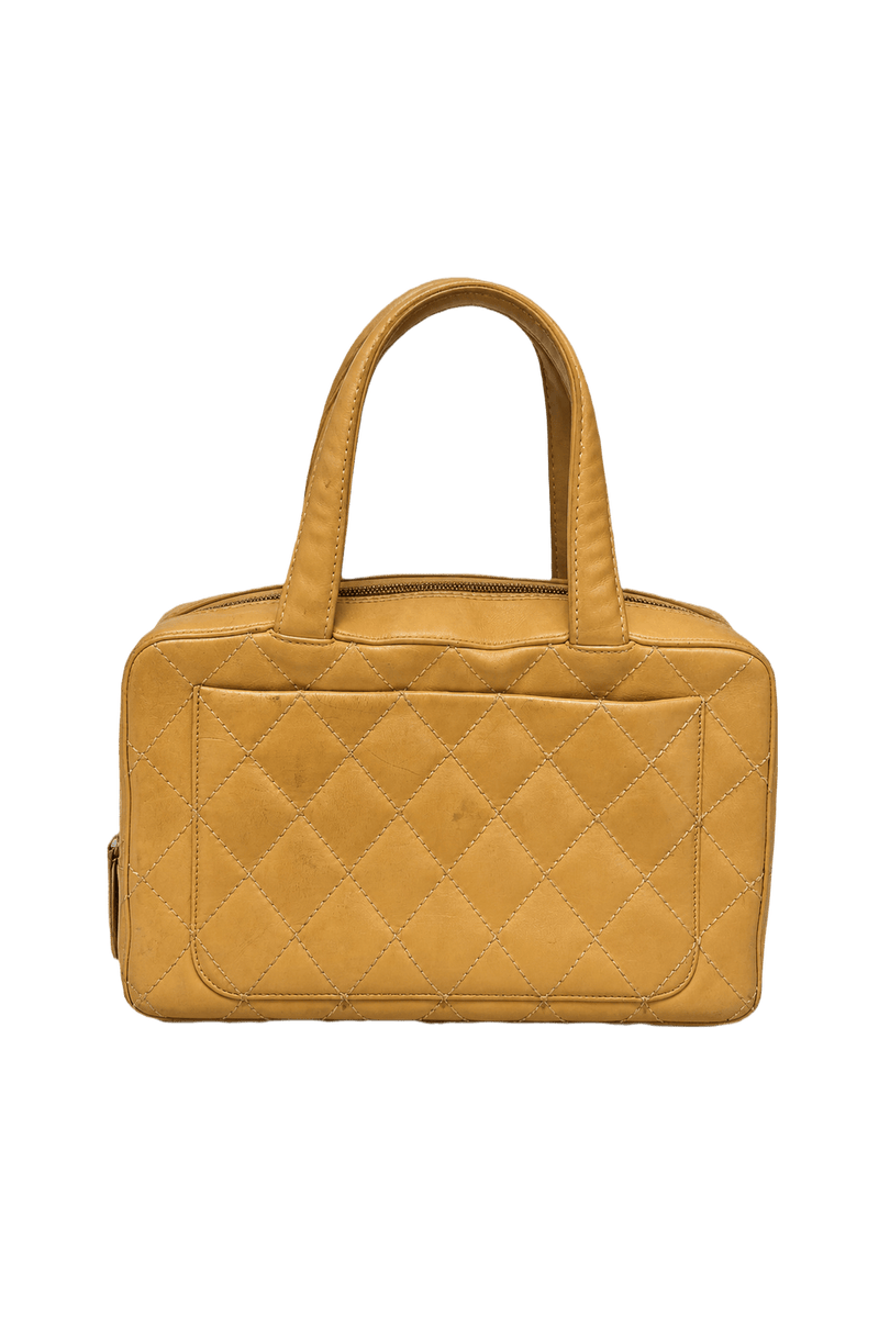 1990s Beige Leather Handbag - Back View