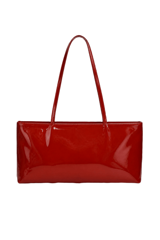 1990s Red Patent Leather Handbag - Back View