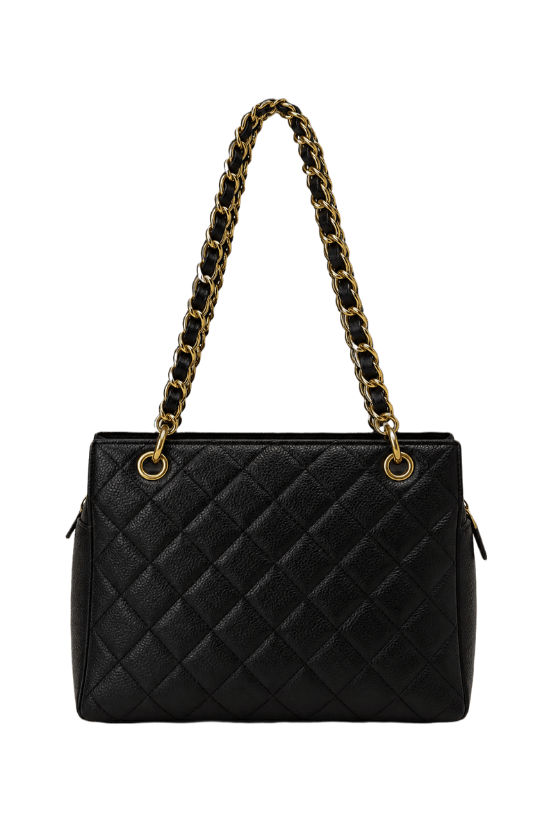 1990s Black Leather Handbag - Back View