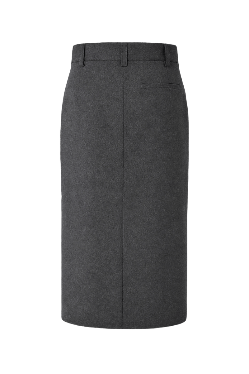 1990s Charcoal Grey Wool Skirt - Back View
