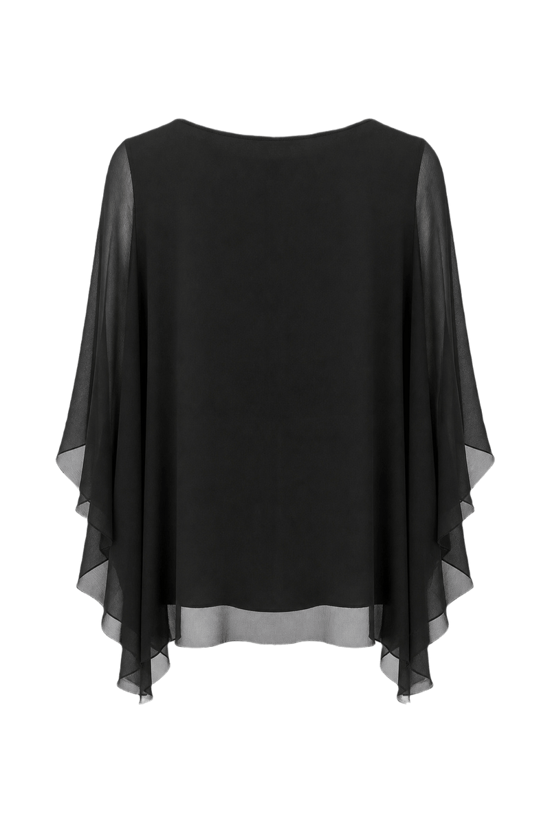 1960s Black Chiffon Blouse - Back View