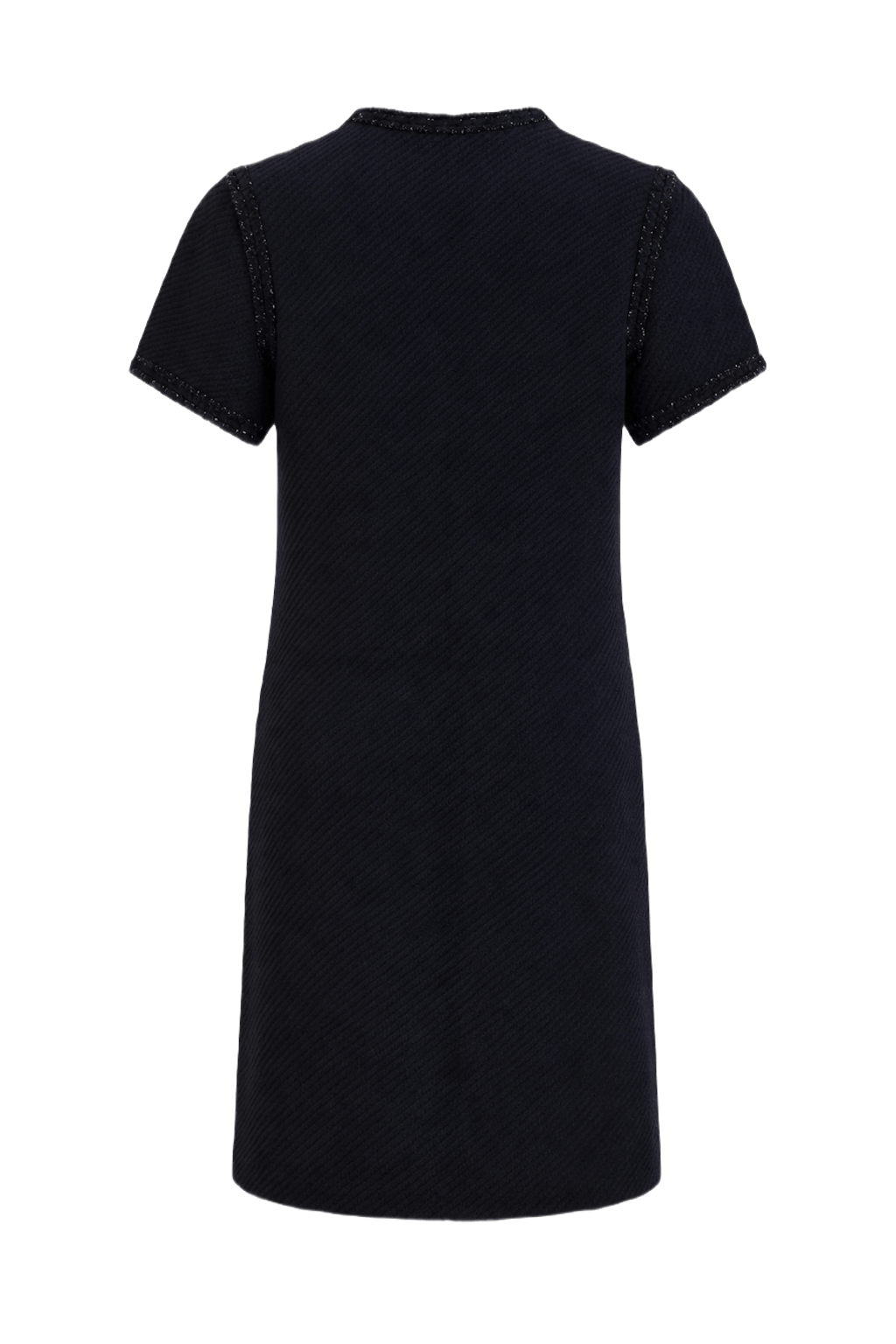1990s Navy Blue Wool Blend Mini Dress - Back View