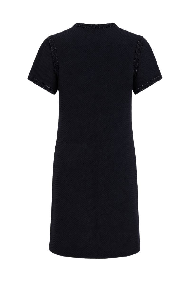1990s Navy Blue Wool Blend Mini Dress - Back View