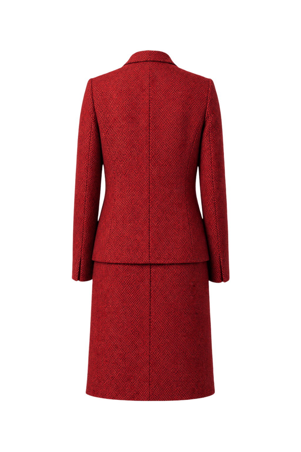 1990s Red Wool Skirt Suit - Back View
