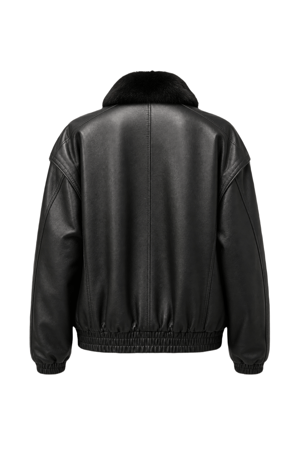1980s Black Leather Jacket - Back View