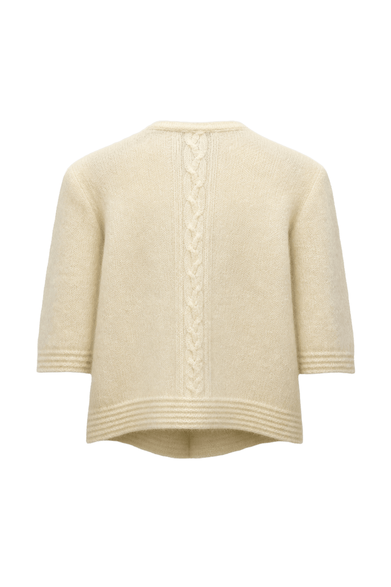 1970s Cream White Mohair Cardigan - Back View