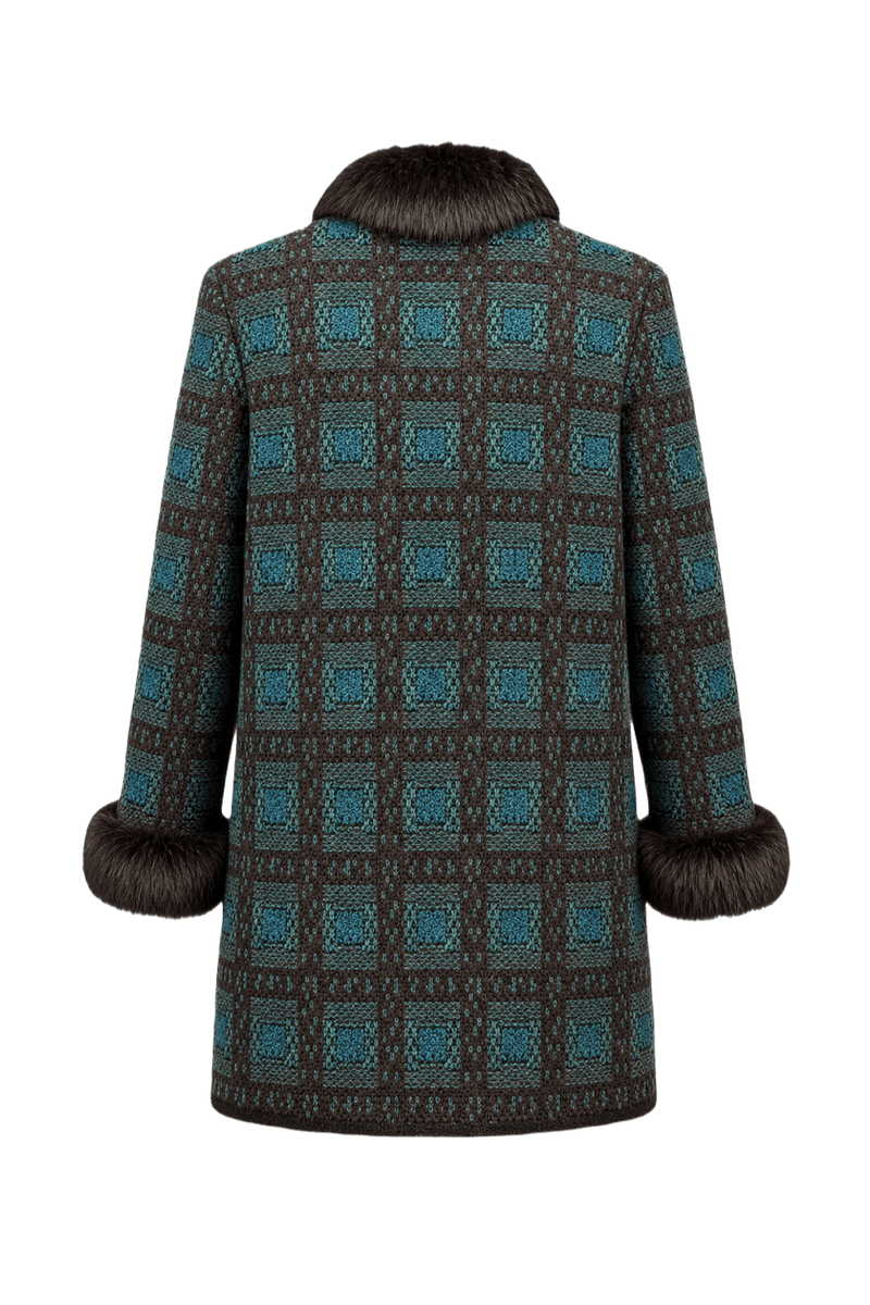 1990s Teal Wool Coat - Back View