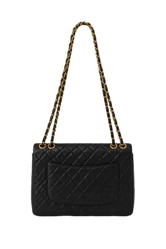 1990s Black Leather Bag - Back View