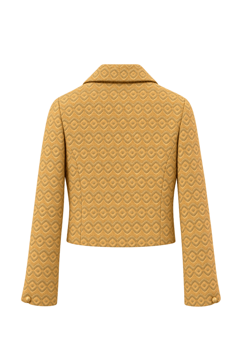 1960s Mustard Yellow Woven Fabric Jacket - Back View