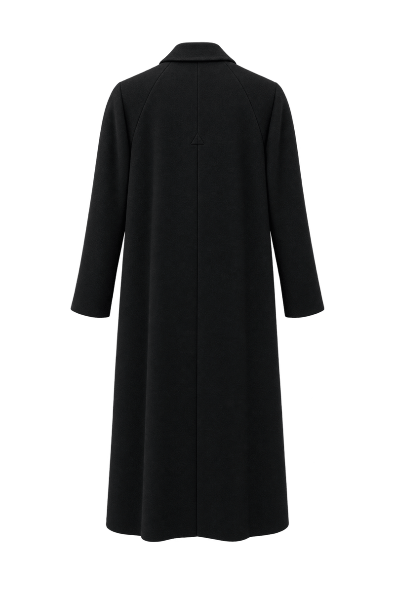 1980s Black Wool Coat - Back View