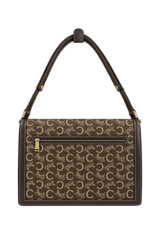 1980s Brown Canvas Handbag - Back View