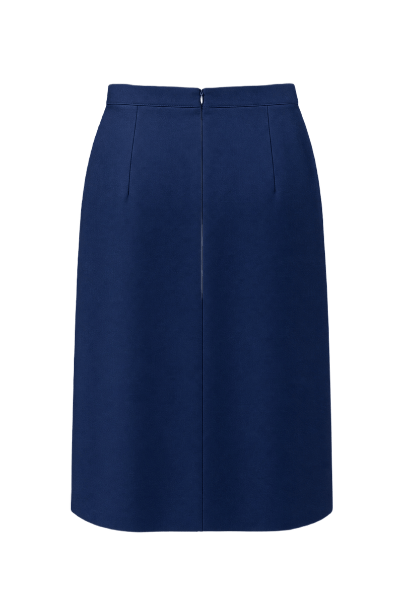 1970s Navy Blue Wool Blend Skirt - Back View