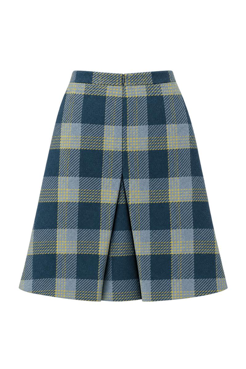 1970s Blue Wool Blend Skirt - Back View