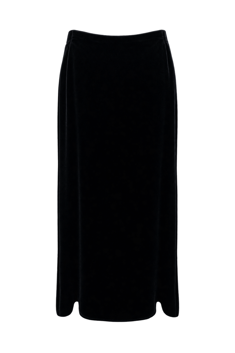 1990s Black Velvet Skirt - Back View