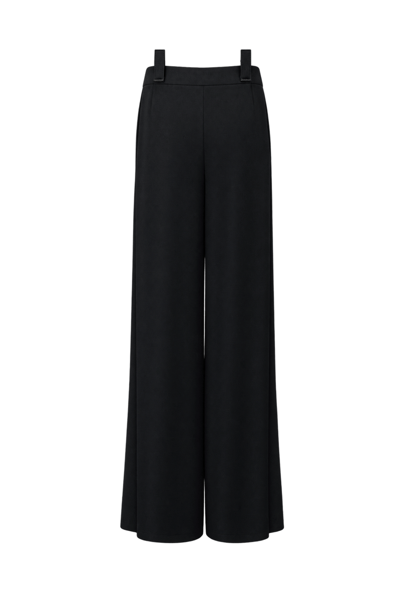 1990s Black Wool Blend Trousers - Back View