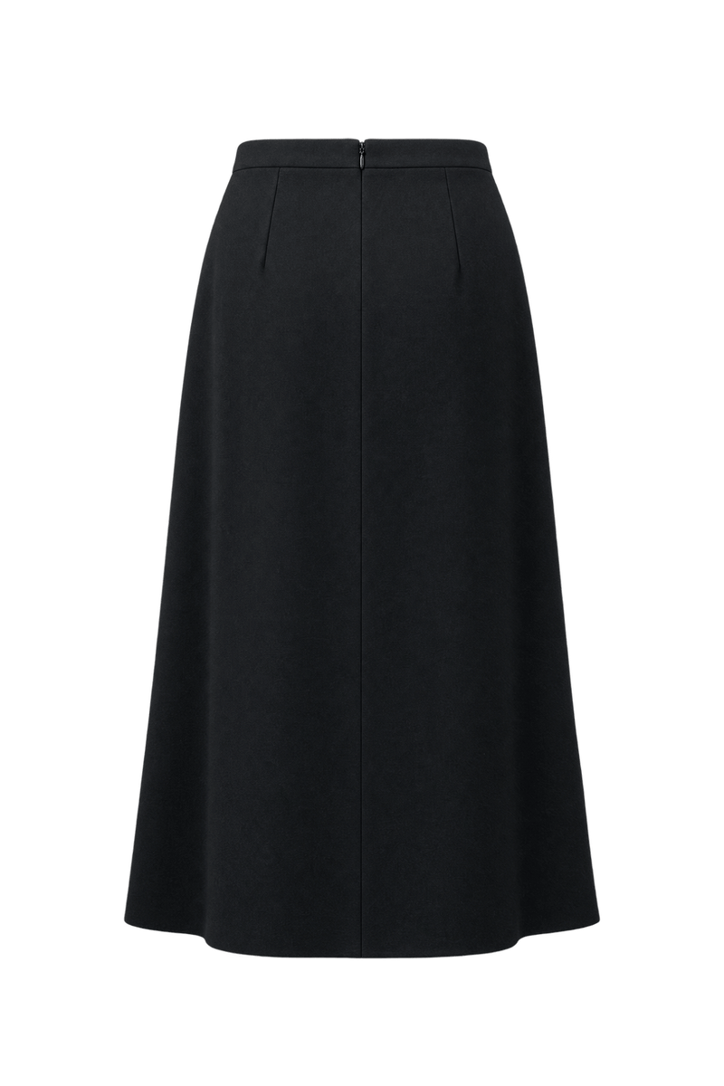 1990s Black Wool Blend Skirt - Back View
