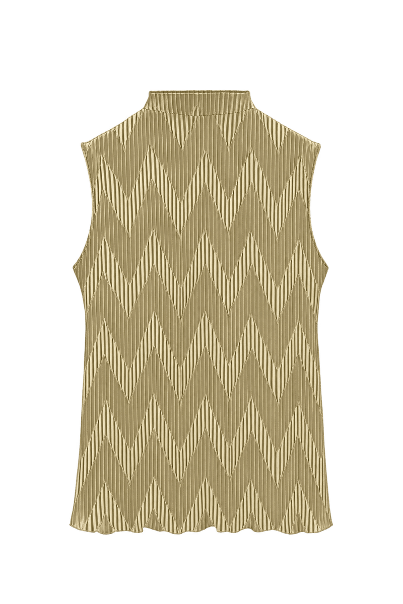 1990s Gold Polyester Blouse - Back View