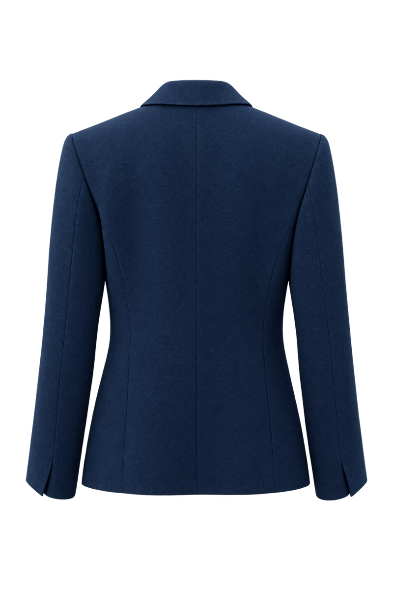 1990s Navy Wool Blend Blazer - Back View