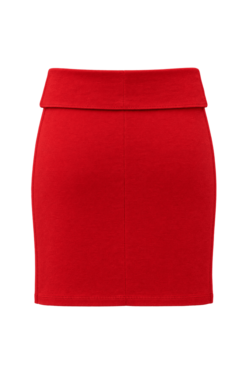 1990s Red Cotton Blend Skirt - Back View
