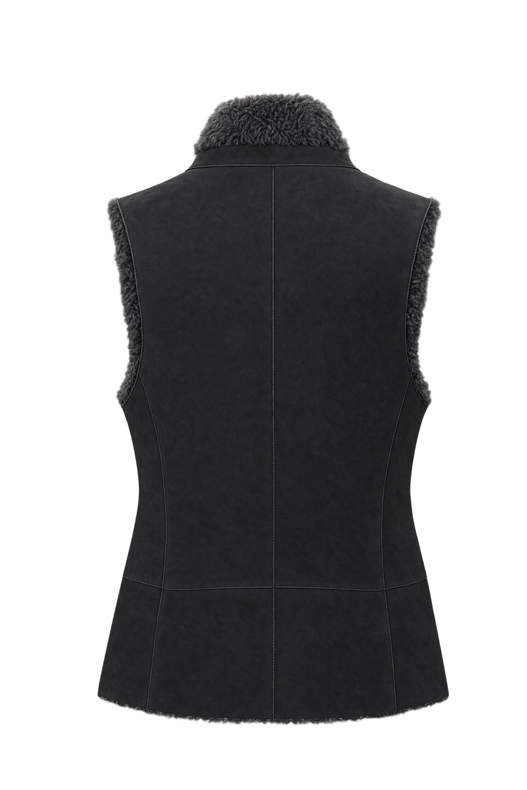 1990s Dark Gray Suede Vest - Back View