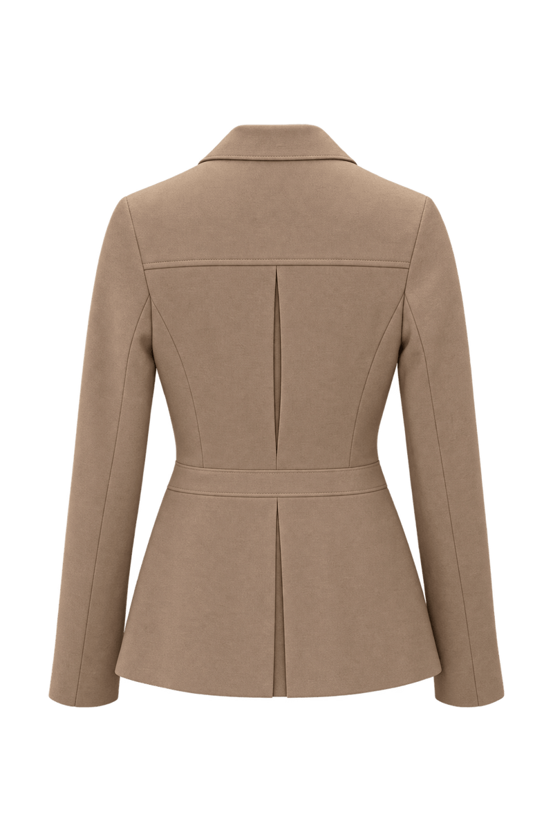 1990s Tan Wool Blend Blazer - Back View