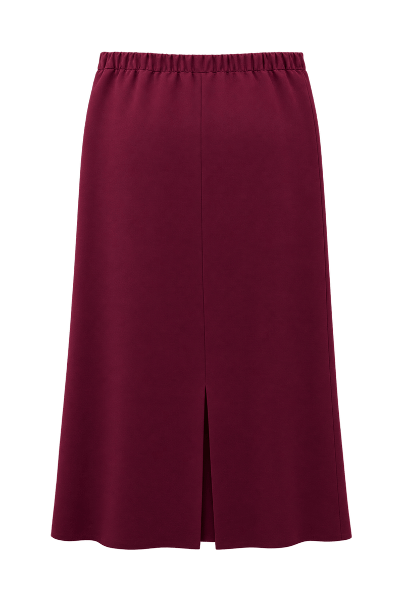 1980s Burgundy Cotton Blend Skirt - Back View