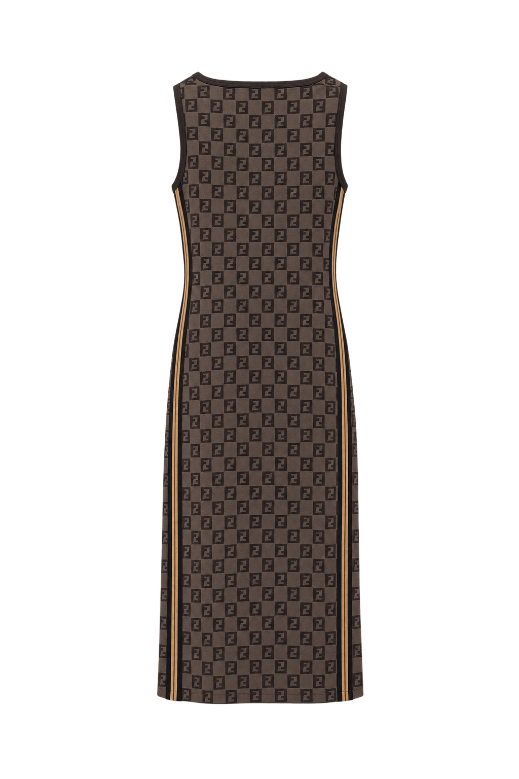 1980s Brown Cotton Blend Sleeveless Dress - Back View