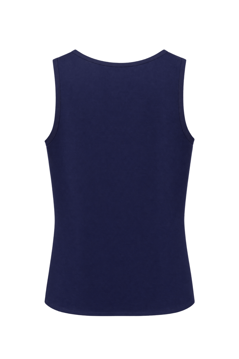 1980s Navy Blue Cotton Blend Tank Top - Back View