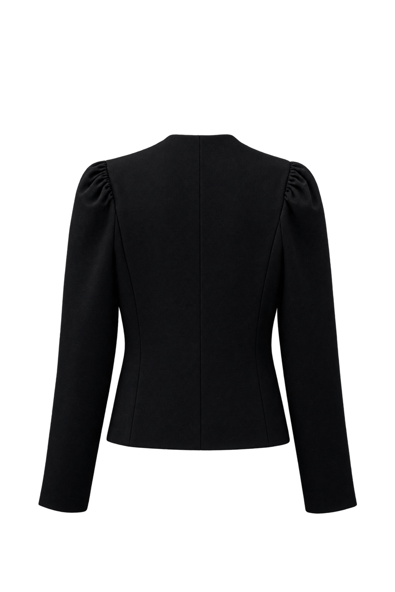 1980s Black Wool Blend Jacket - Back View