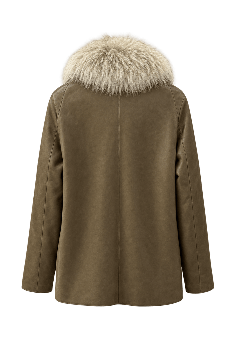 1990s Tan Leather Jacket - Back View
