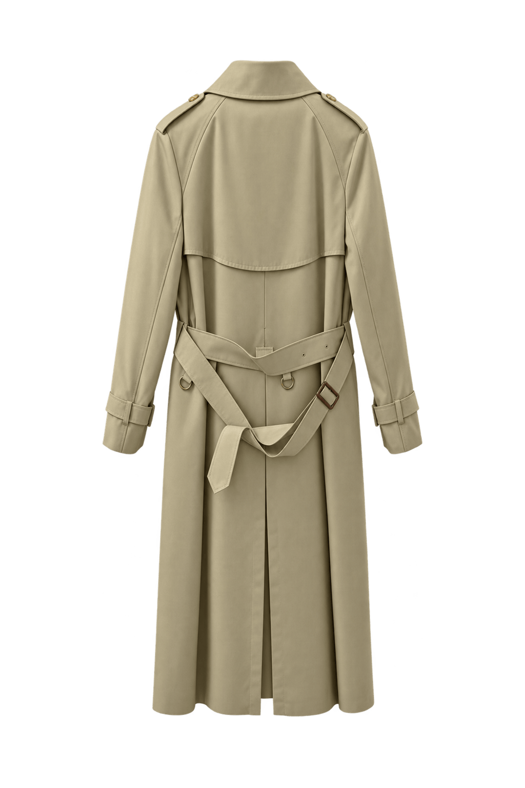 1980s Beige Cotton Blend Trench Coat - Back View