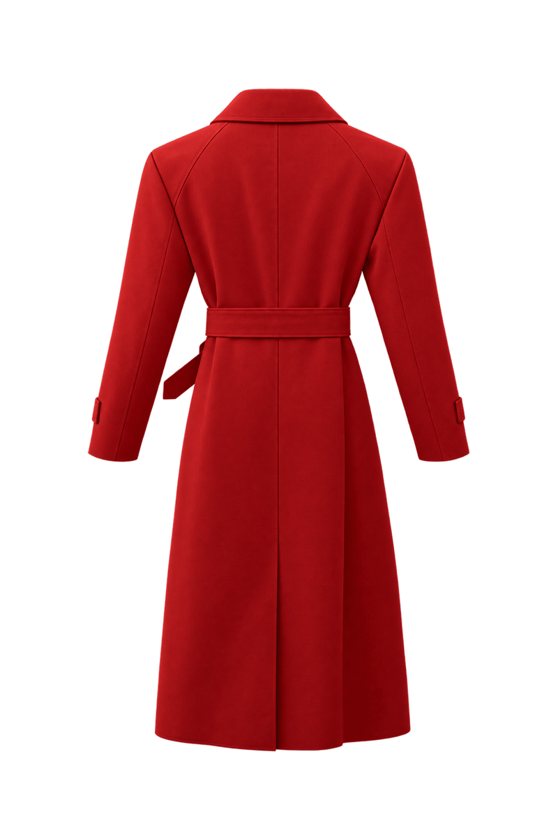 1980s Red Cotton Blend Coat - Back View