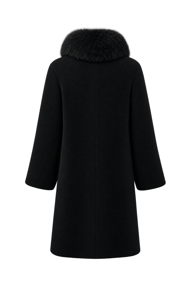 1980s Black Wool Coat - Back View